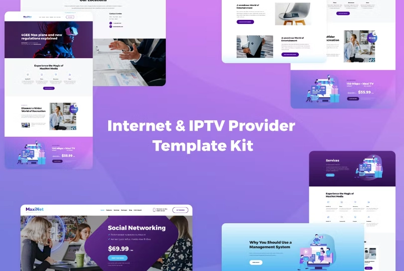 MaxiNet – Internet & IPTV Provider Elementor Template
