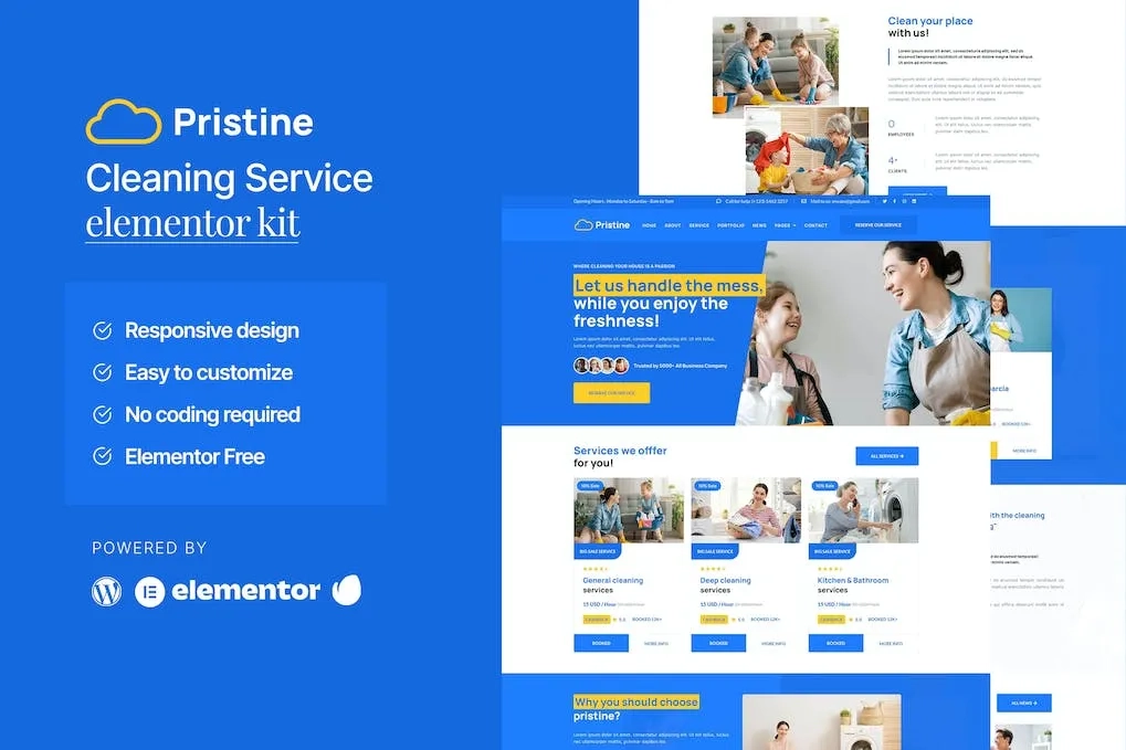 Pristine – Cleaning Service Elementor Template