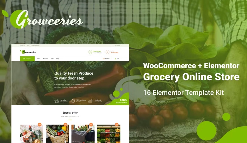 Growceries – Food & Grocery Store Elementor Template