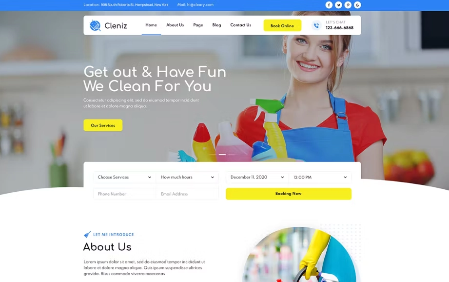 Cleniz – Cleaning Services Elementor Template