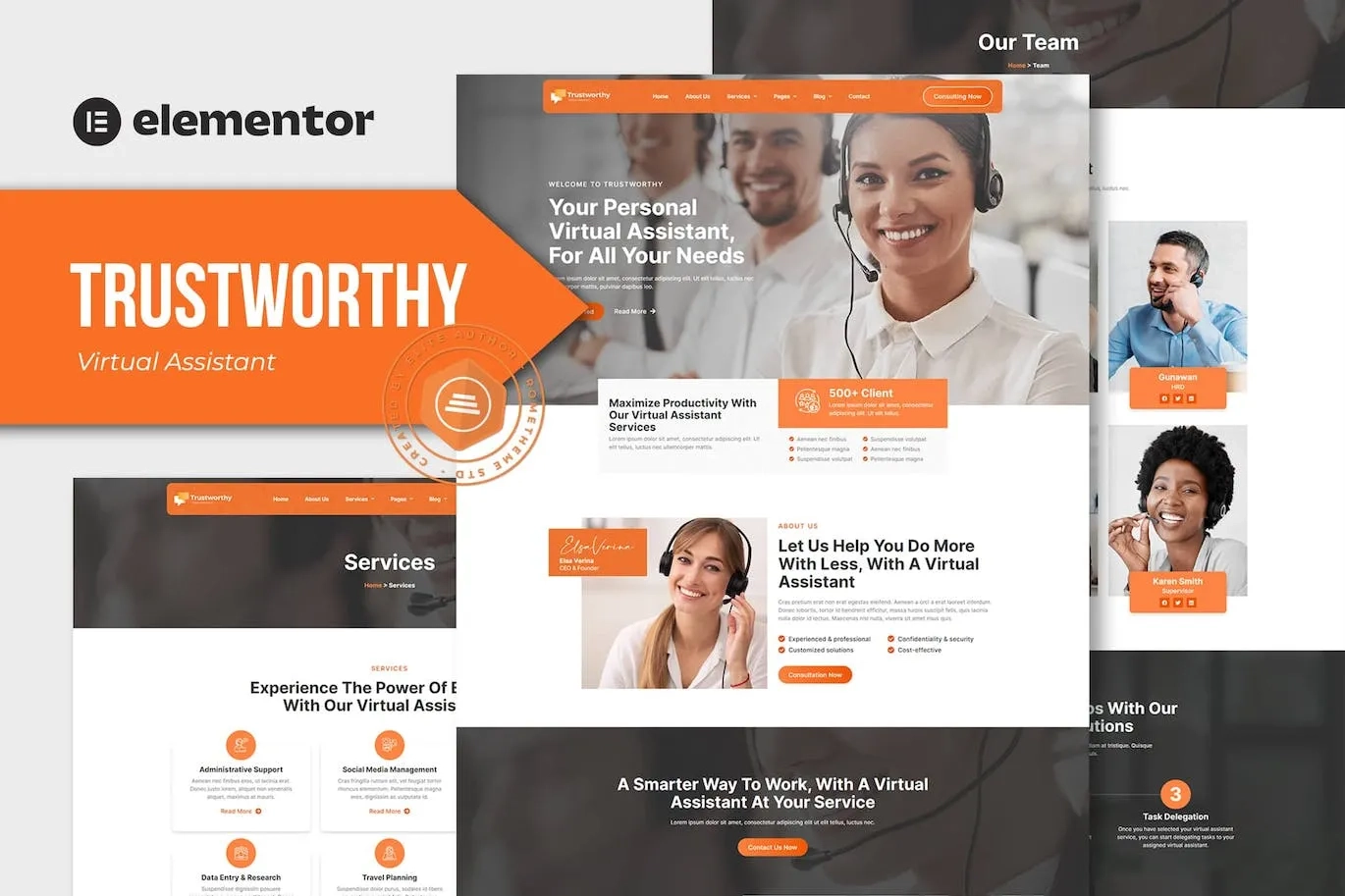Trustworthy – Virtual Assistant Business Elementor Template