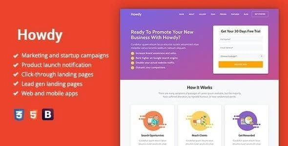 Howdy – Multipurpose High-Converting Landing Page