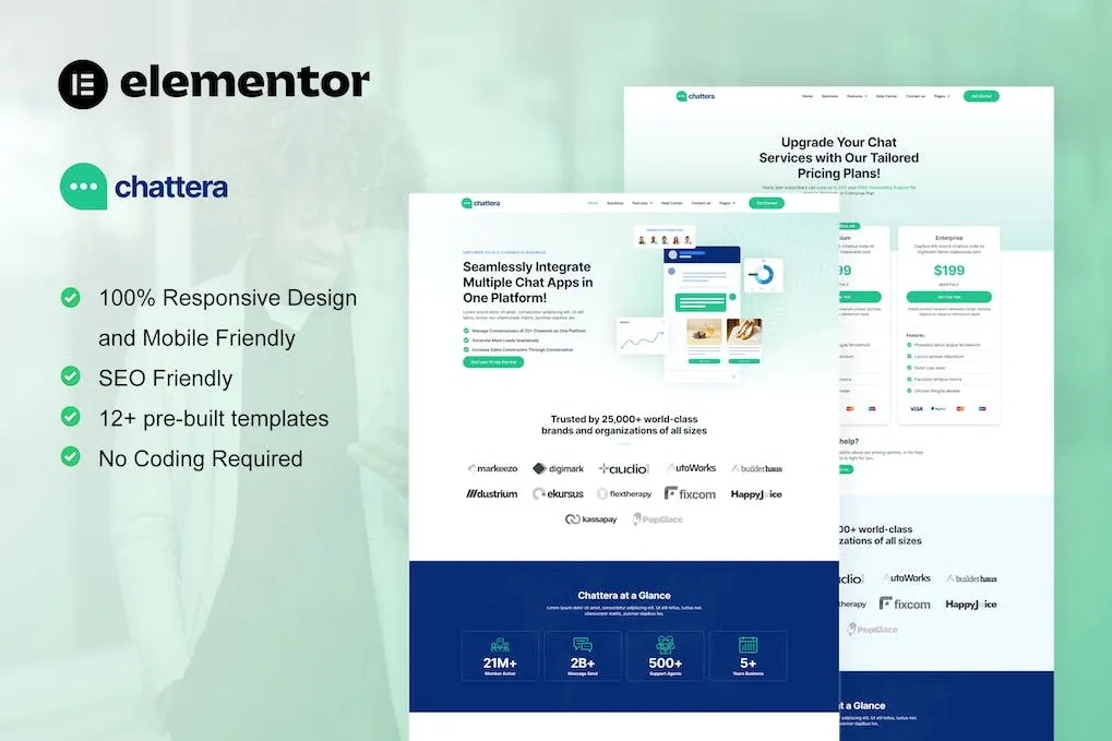 Chattera – Saas & Chat Service Company Elementor