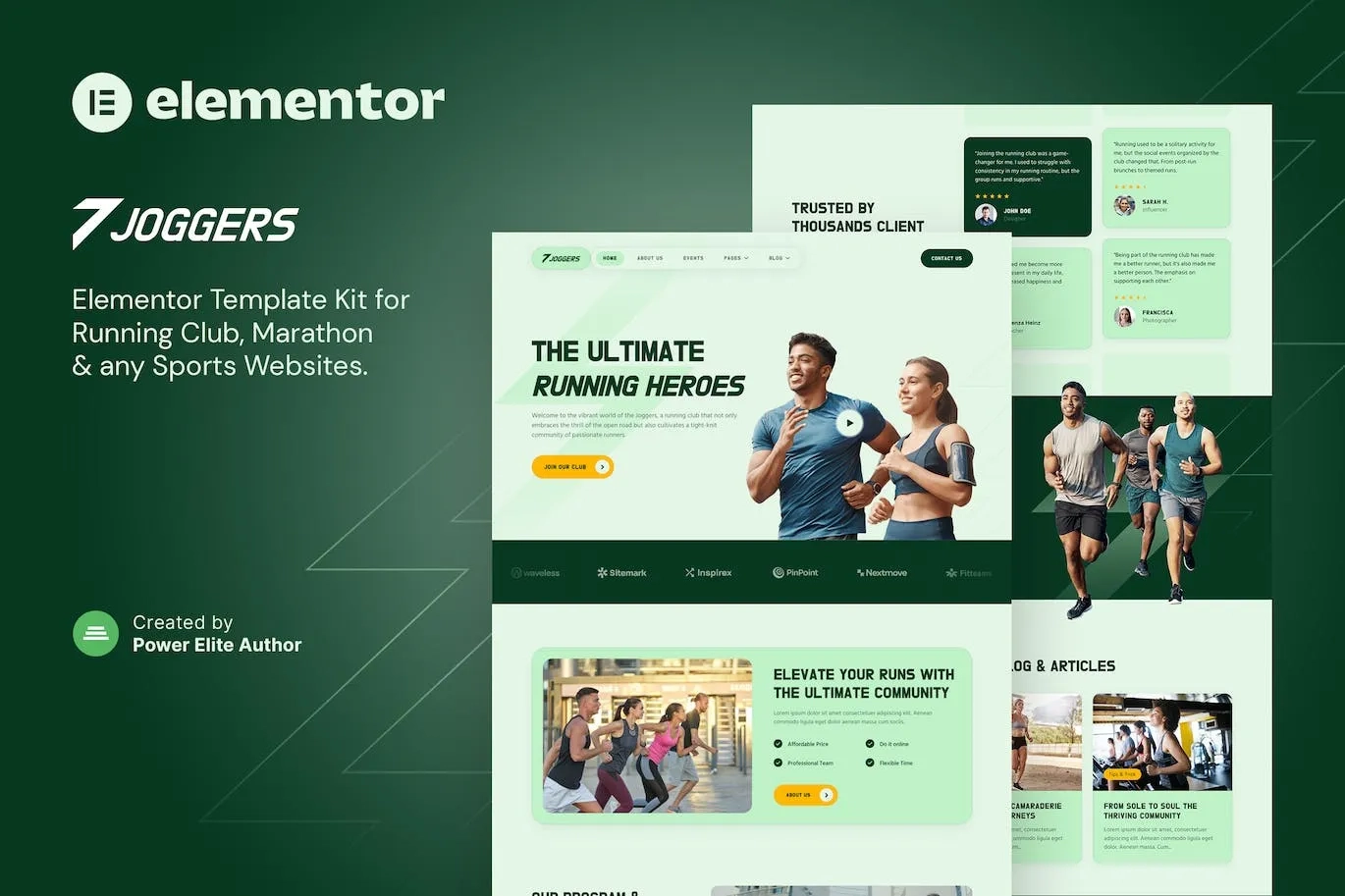 Joggers – Marathon Running Club & Sports Events Elementor Template