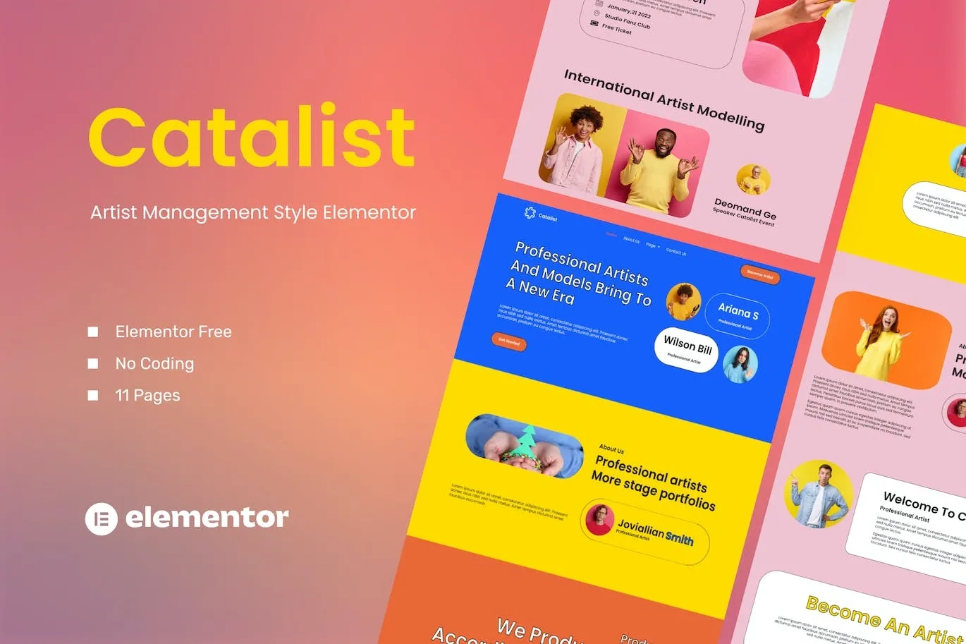 Catalist – Artist Management Elementor Template