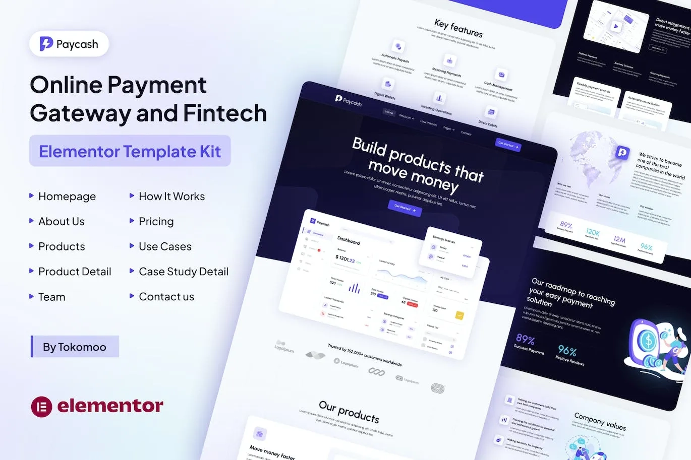 Paycash – Online Payment Gateway & Fintech Elementor Template