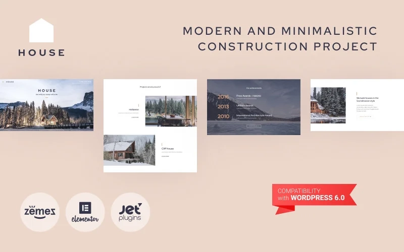 House – Modern And Minimalistic Construction Project Website WordPress Theme