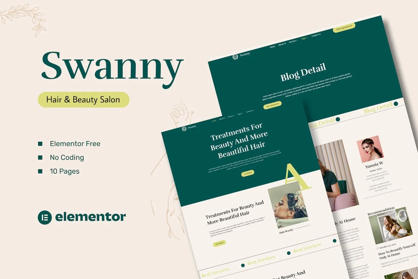 Swanny – Hair & Beauty Salon Elementor Template