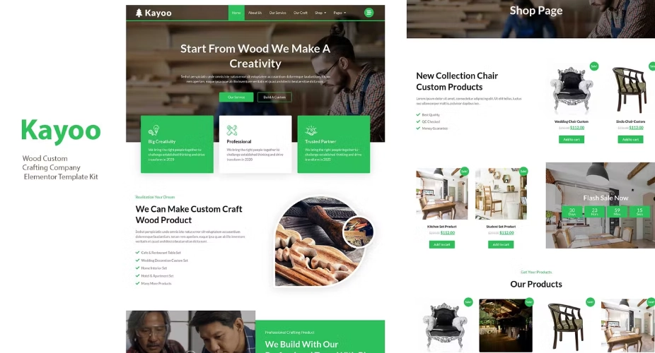 Kayoo – Wood Company Woocommerce Elementor Template