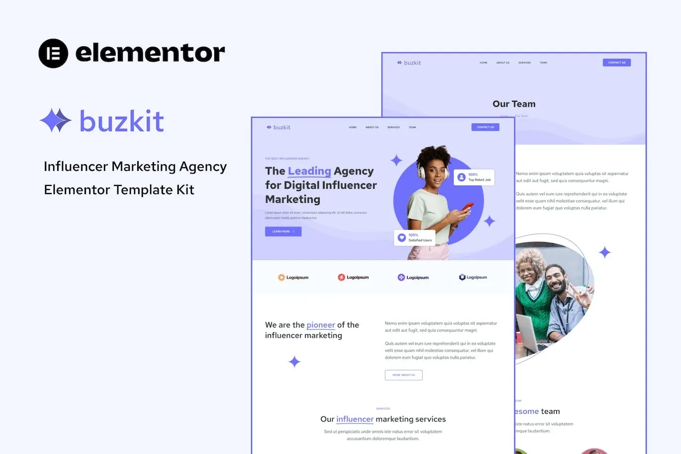 Buzkit – Influencer Marketing Agency Elementor Template