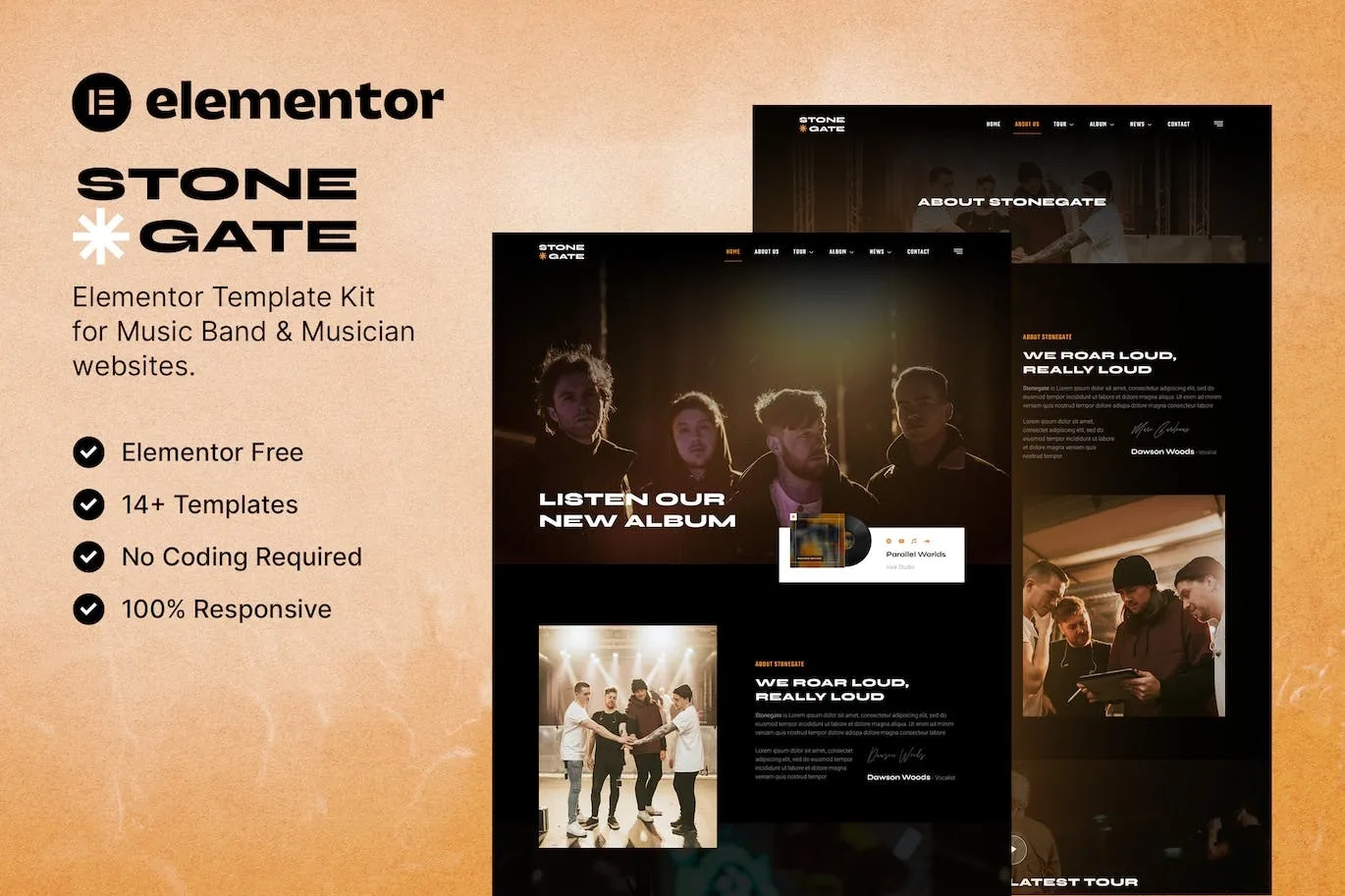 Stonegate – Music Band & Musician Elementor Template