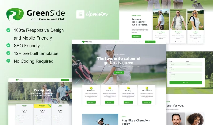Greenside – Golf Club & Academy Elementor Template