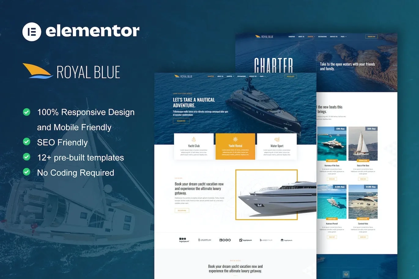 RoyalBlue – Yacht Club & Boat Rental Elementor Template