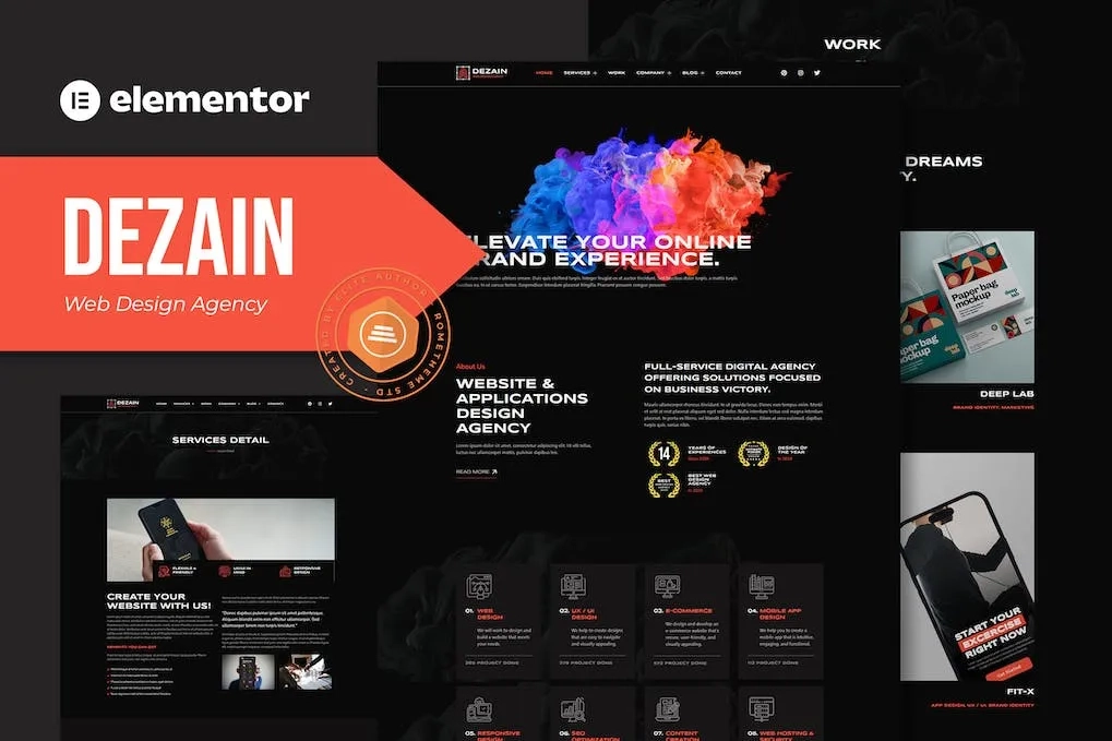 Dezain – Web Design Agency Elementor Pro Template