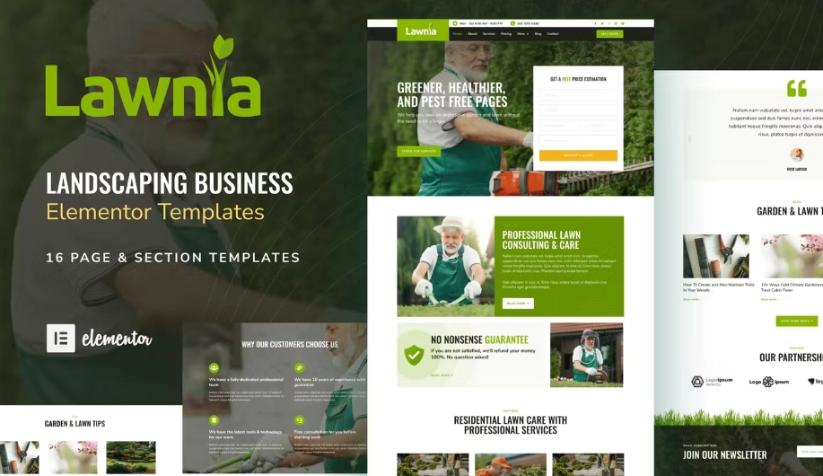 Lawnia – Gardener & Landscaping Business Elementor Template