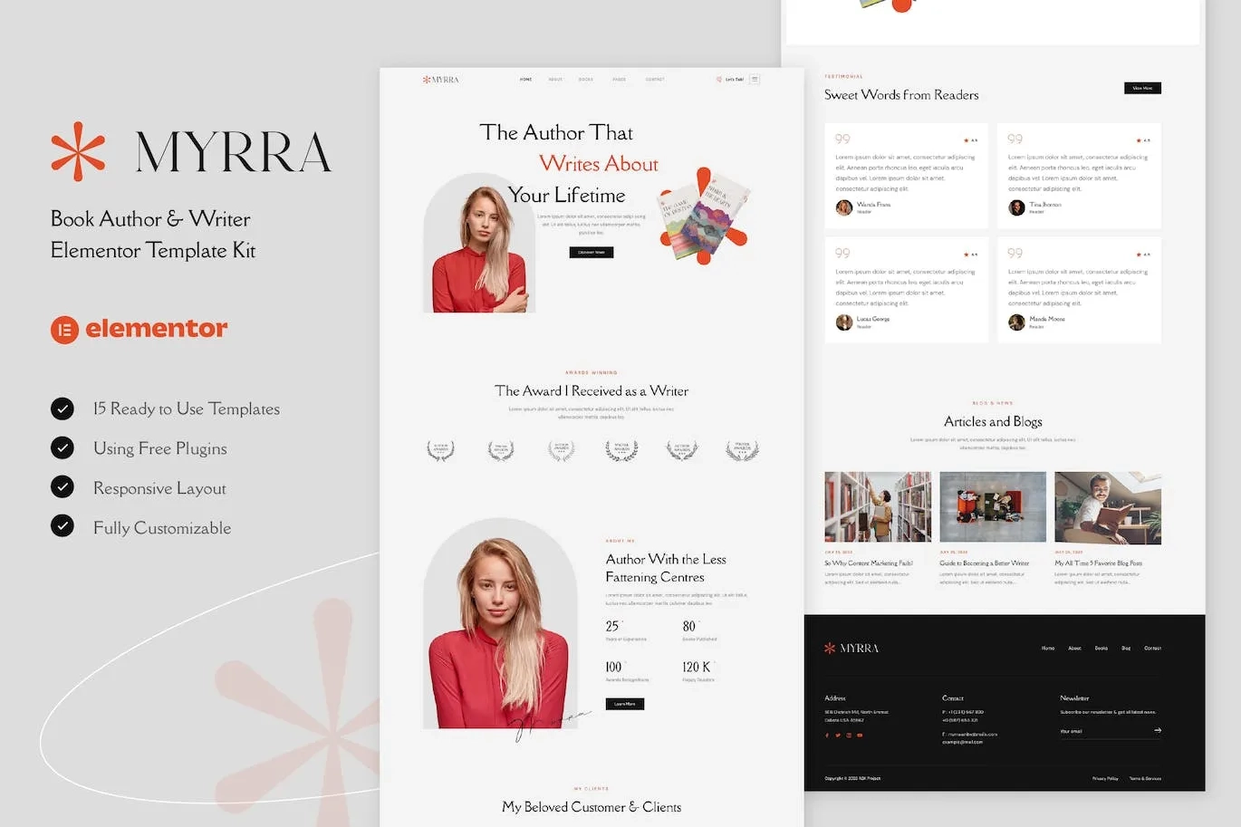 Myrra – Book Author & Writer Elementor Template