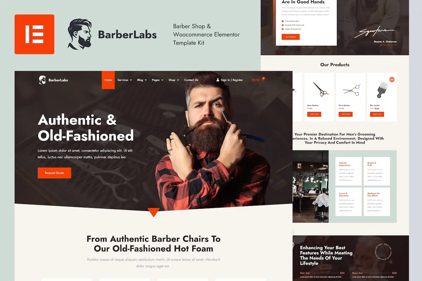 BarberLabs – Barber Shop Elementor Template
