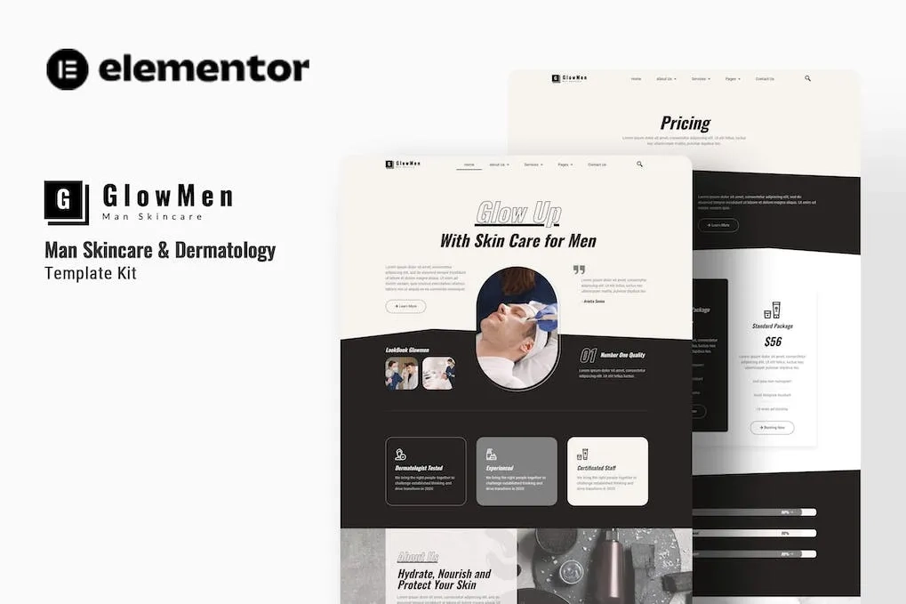 Glowmen – Men Skincare & Dermatology Elementor Template