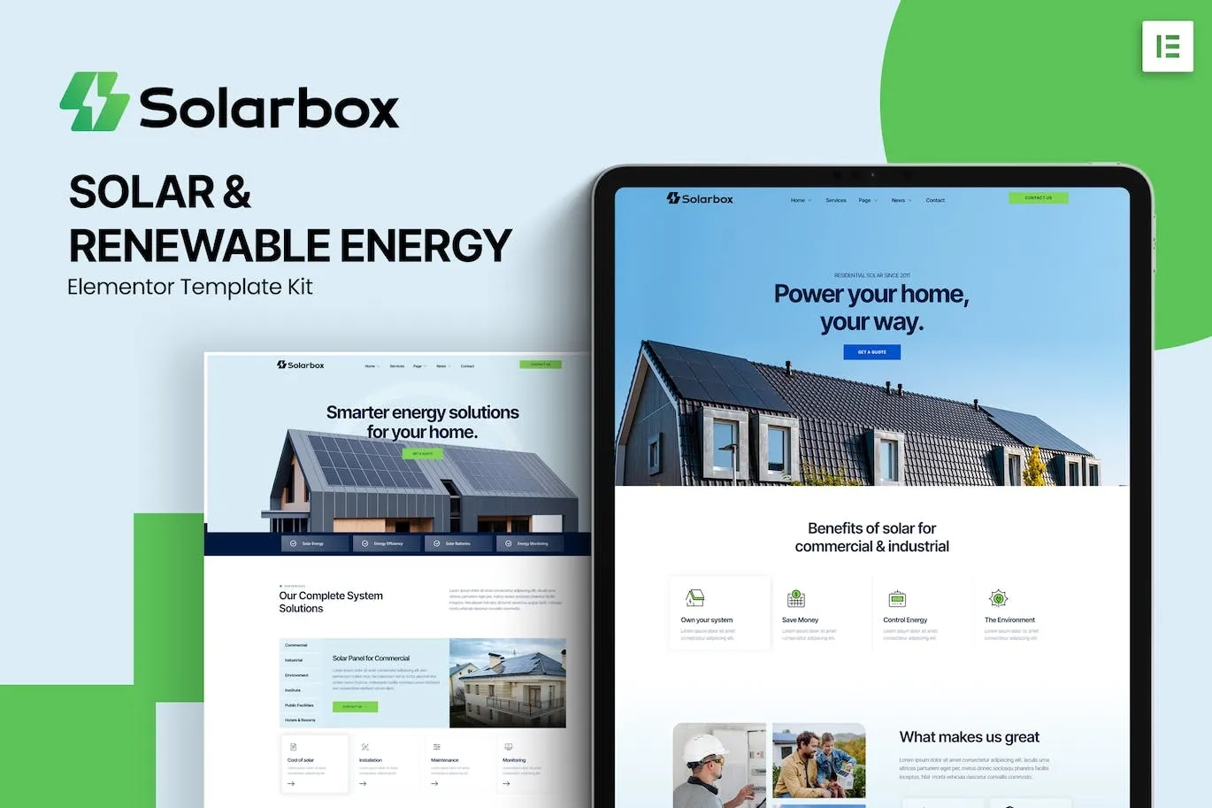 Solarbox – Solar & Renewable Energy Elementor Template