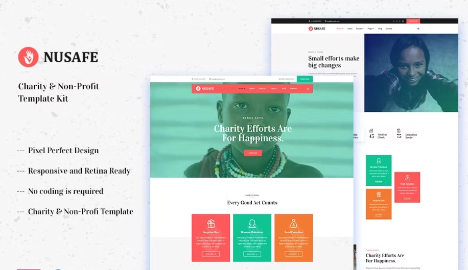 Nusafe – Charity & Non-Profit Elementor Template