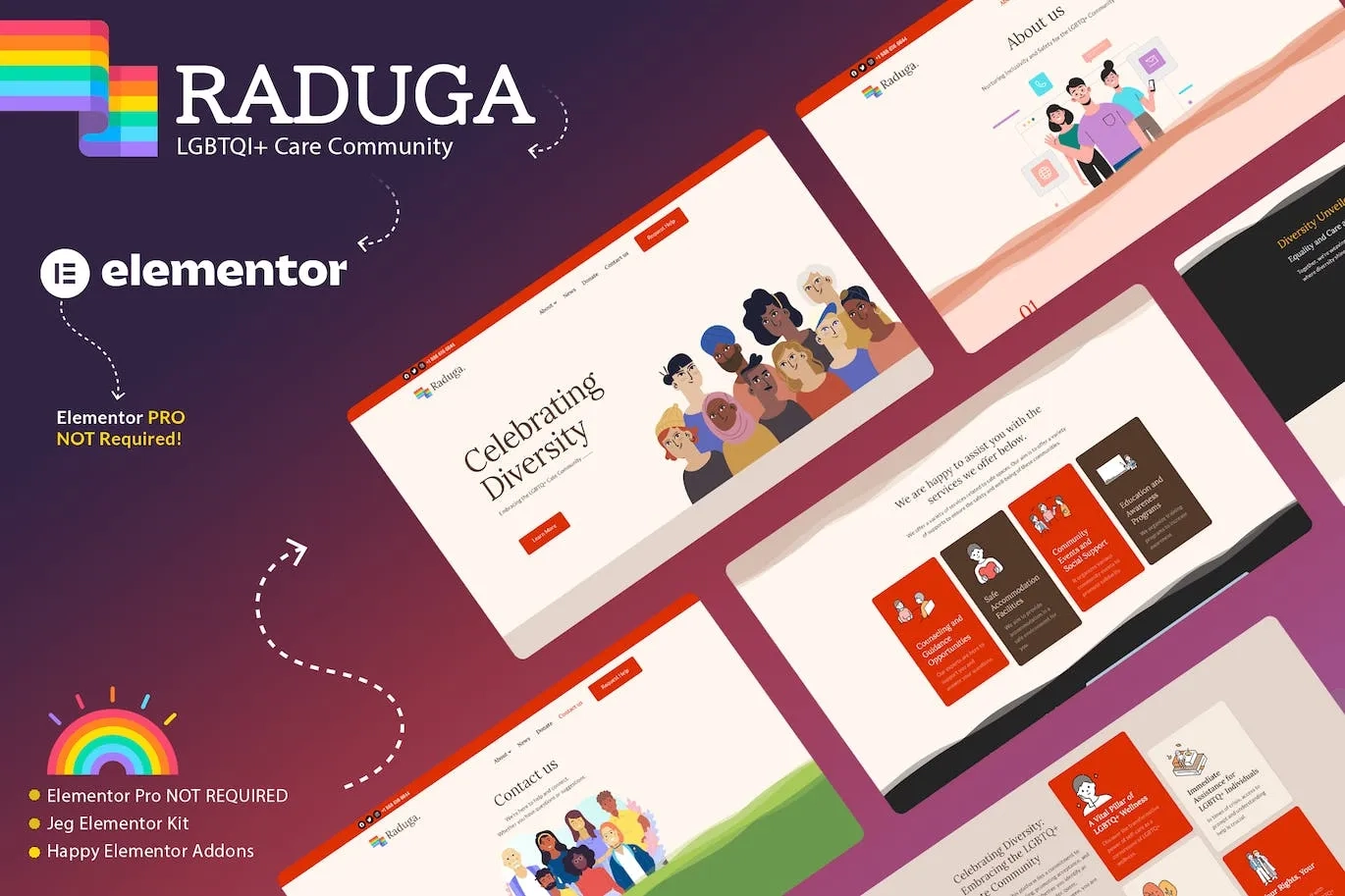 Raduga – LGBTQI+ Care Community Elementor Template