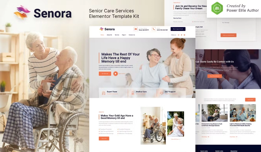 Senora – Senior Care Services Elementor Template