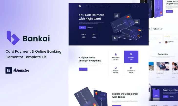 Bankai – Card Payment & Online Banking Elementor Template
