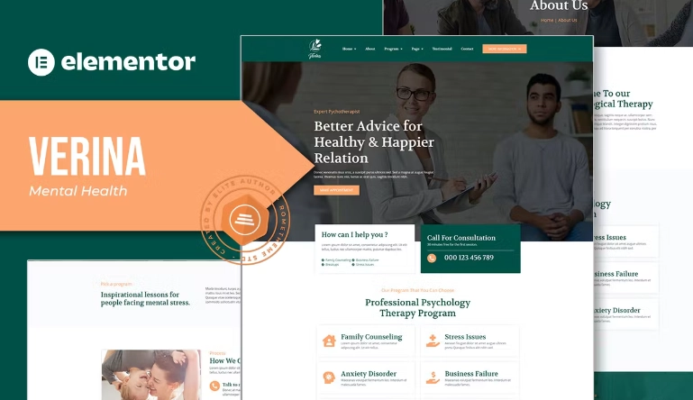 Verina – Mental Health Elementor Template