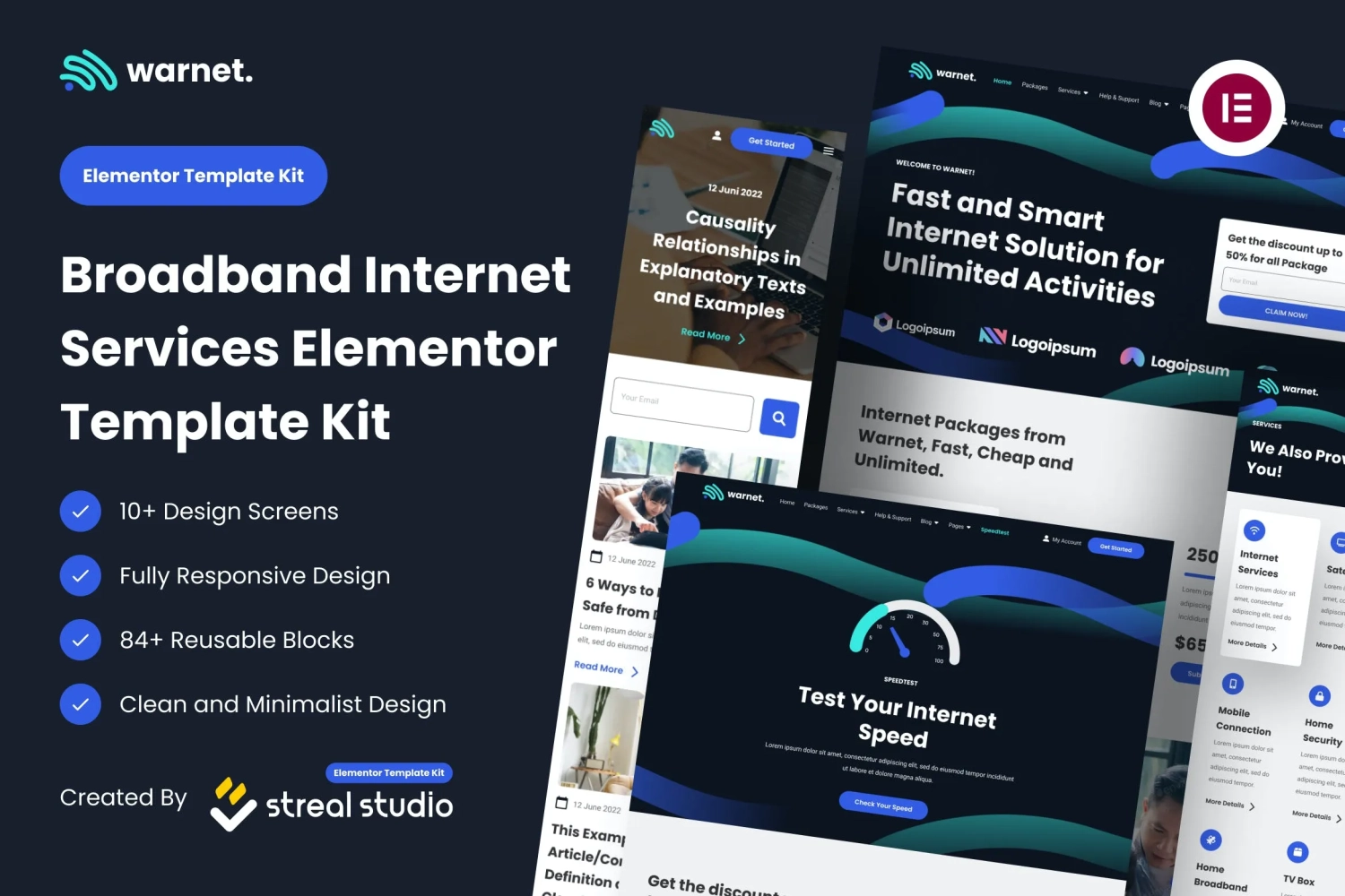 Warnet – Broadband Internet Services Elementor Template