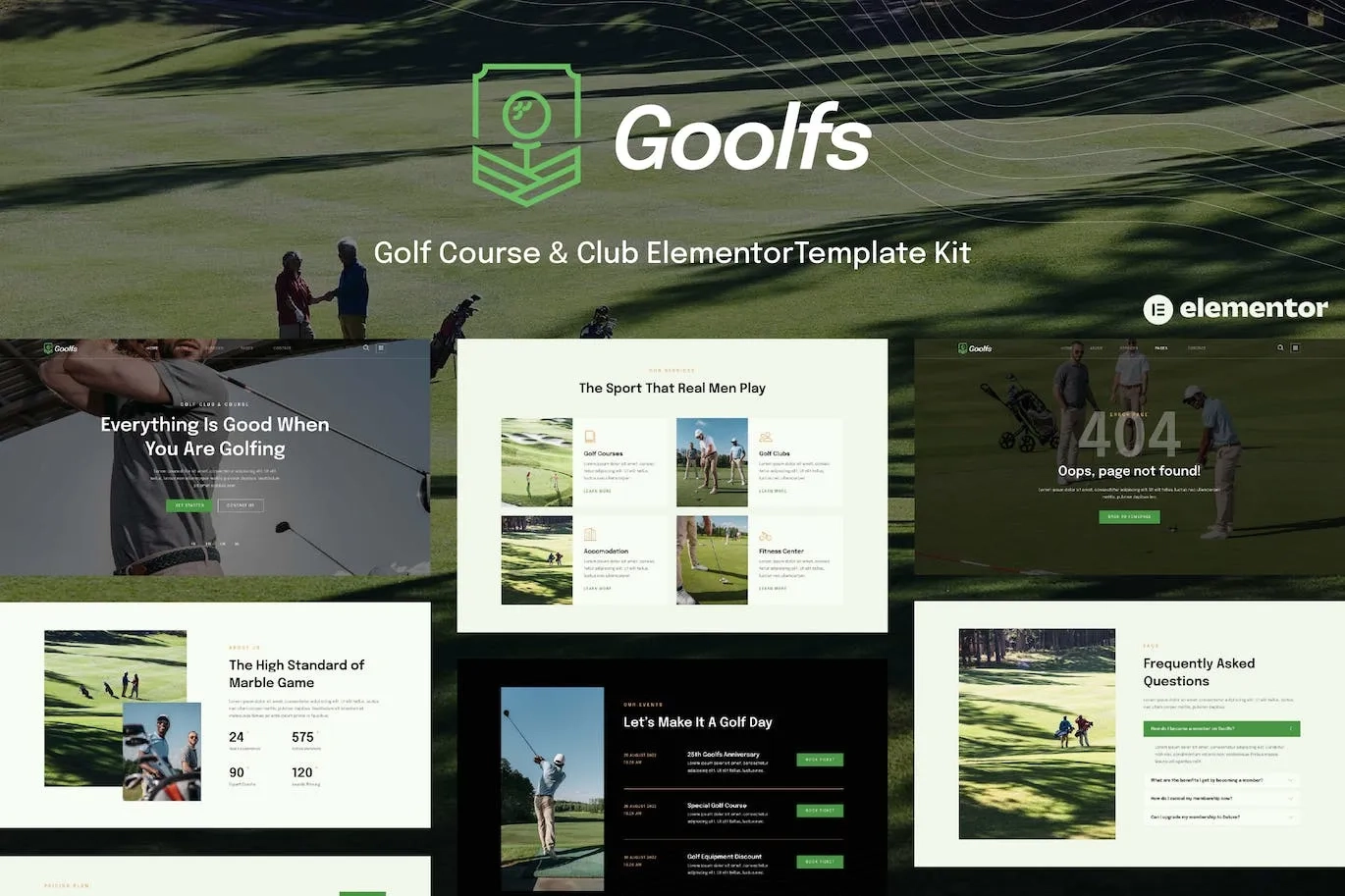 Goolfs – Golf Course & Club Elementor Template