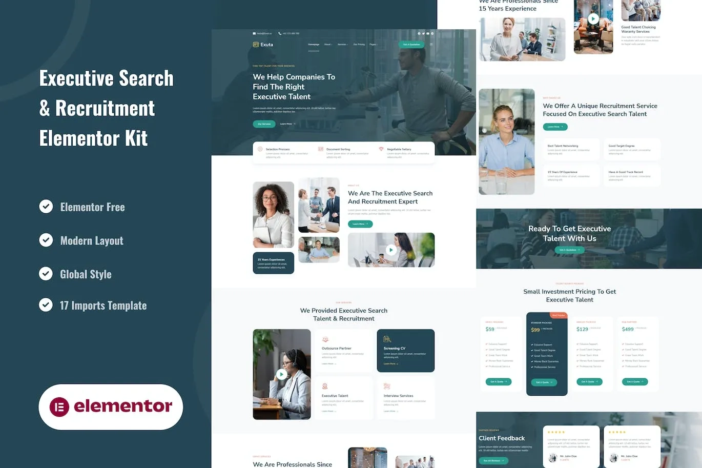 Exuta – Executive Search & Recruitment Service Elementor Template