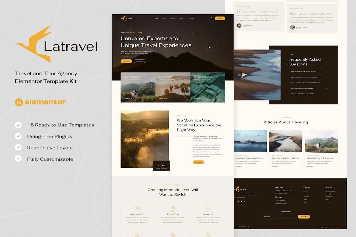 Latravel – Travel and Tour Agency Elementor Template