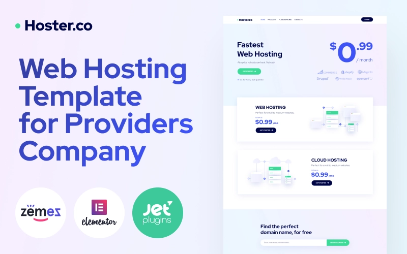 Hoster.co – Web Hosting Template for Providers Company with WordPress Elementor Theme WordPress Theme