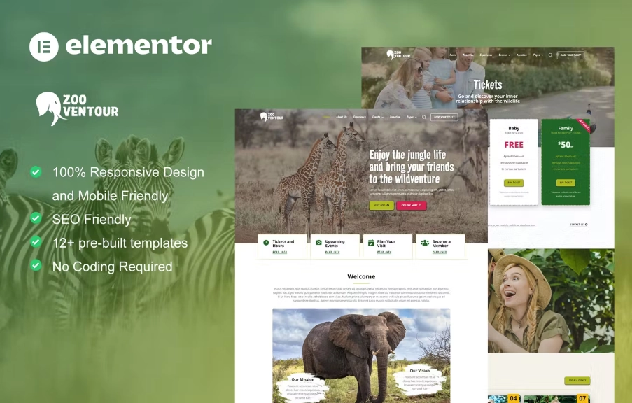 Zooventour – Safari & Zoo Elementor Pro Template