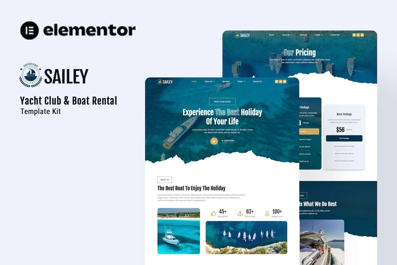 Sailey – Yacht Club & Boat Rental Elementor Template