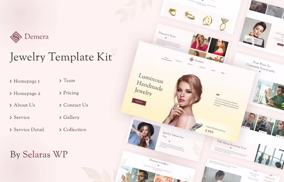 Demera – Jewelry Manufacturer & Store Elementor Template