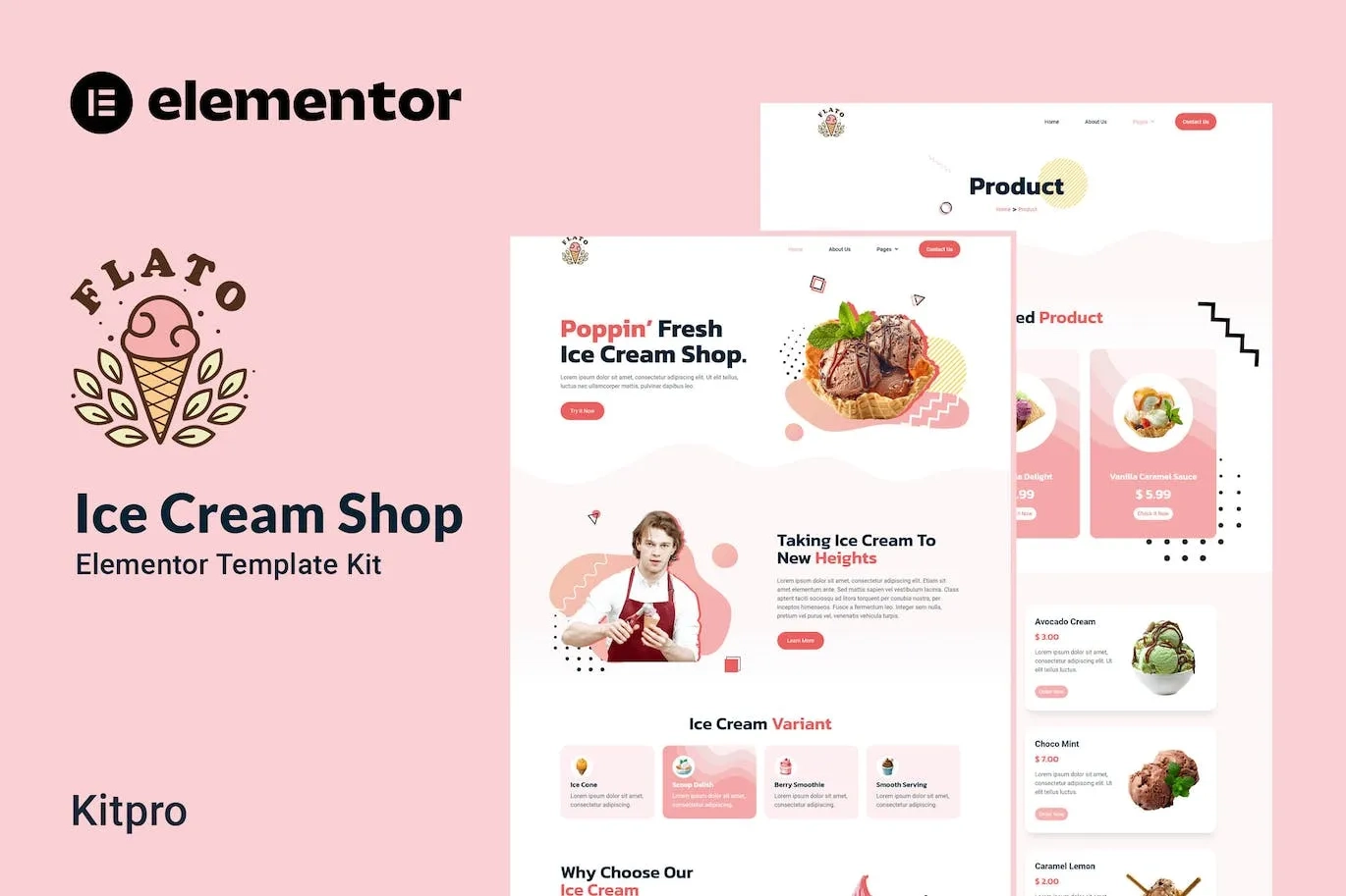 Flato – Ice Cream Shop Elementor Template