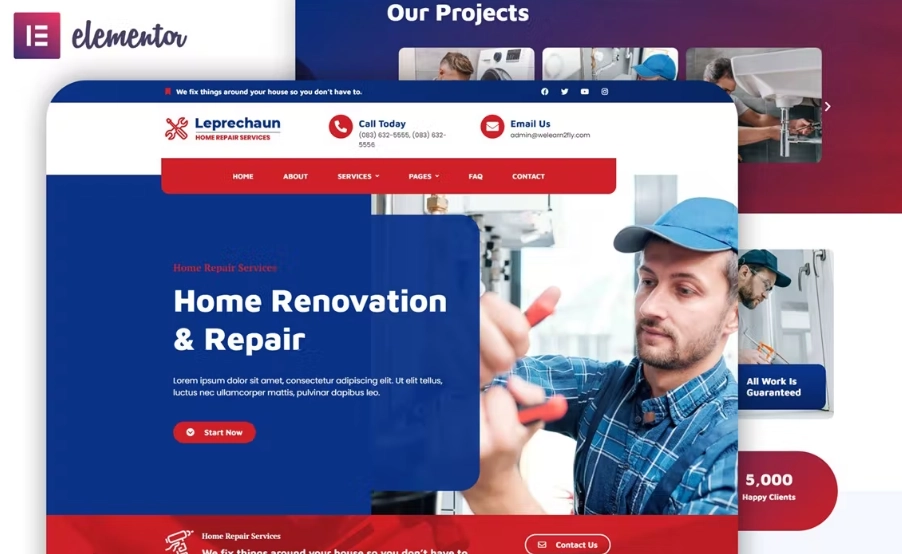 Leprechaun – Home Repair Elementor Template