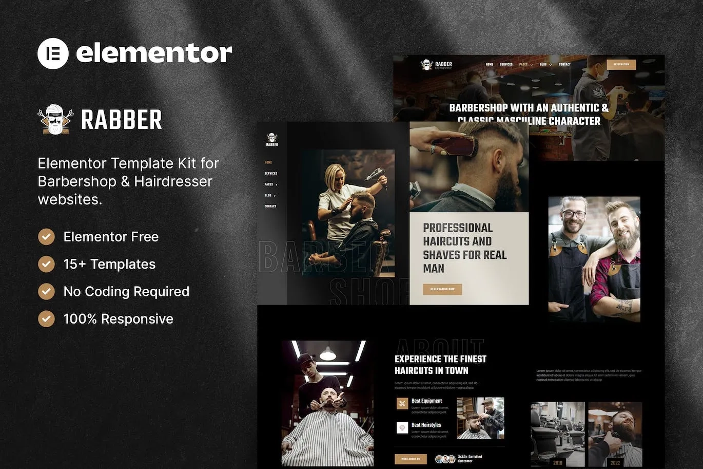 Rabber – Barbershop & Hairdresser Elementor Template
