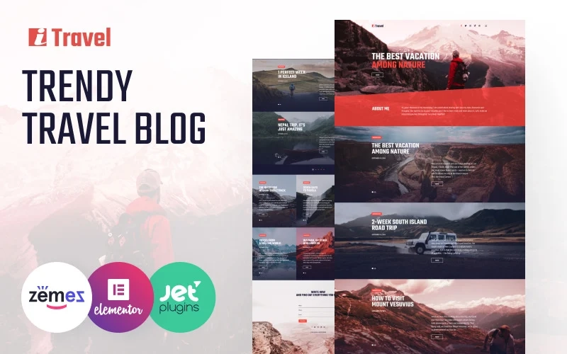 ITravel – Trendy Travel Blog Website Template for Elementor builder WordPress Theme