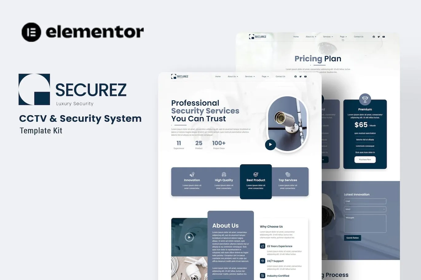 Securez – CCTV & Security System Elementor Template