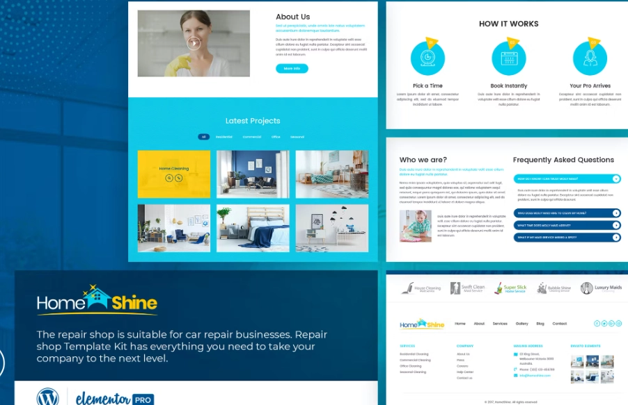 HomeShine – Cleaning & Laundry Elementor Template
