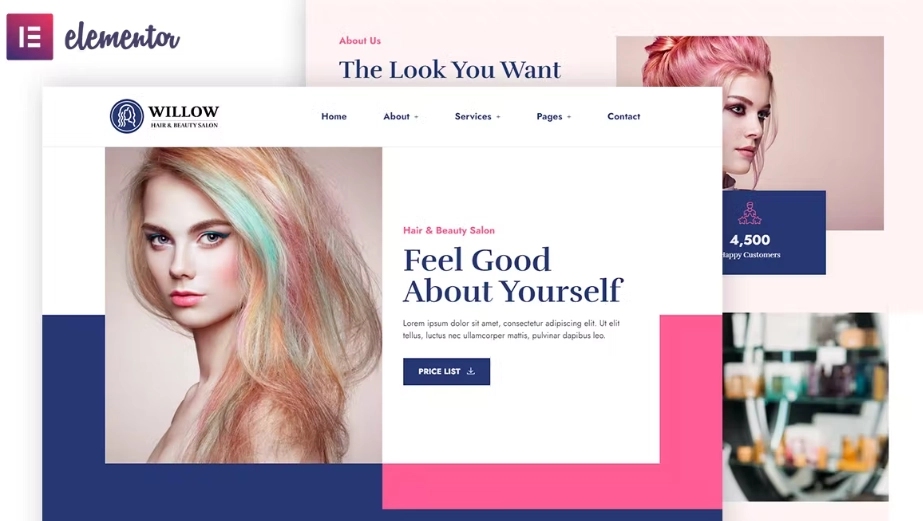 Willow – Hair & Beauty Salon Elementor Template