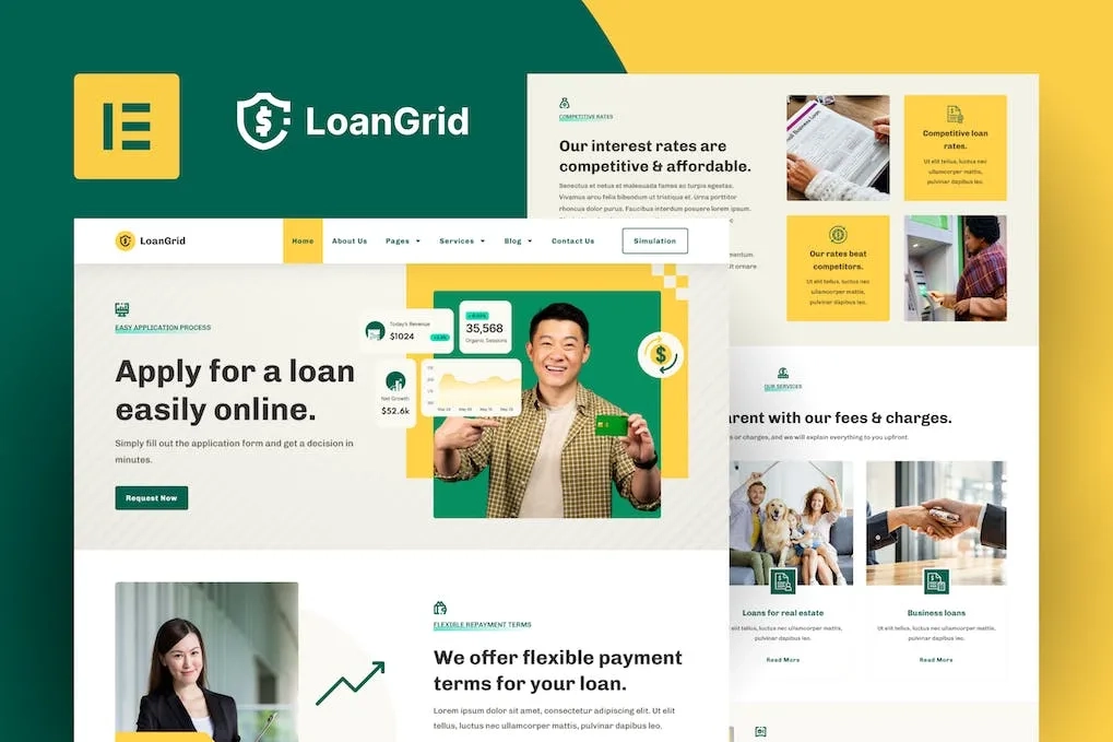 LoanGrid – Loans & Financing Elementor Template