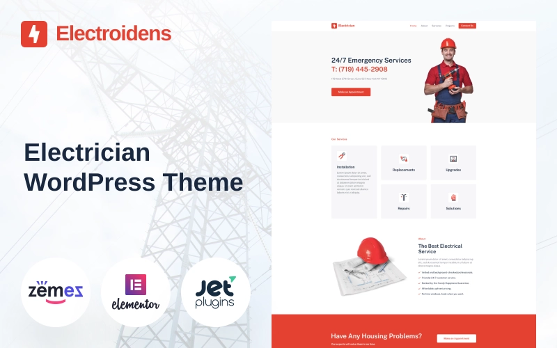 Electroidens – Electrician website with WordPress Elementor Theme WordPress Theme