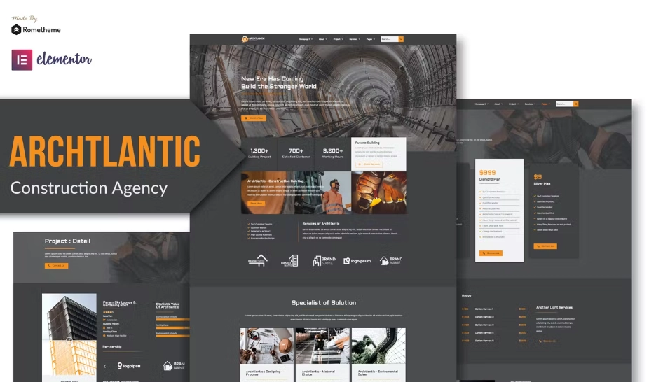 Archtlantic – Construction Agency Elementor Template