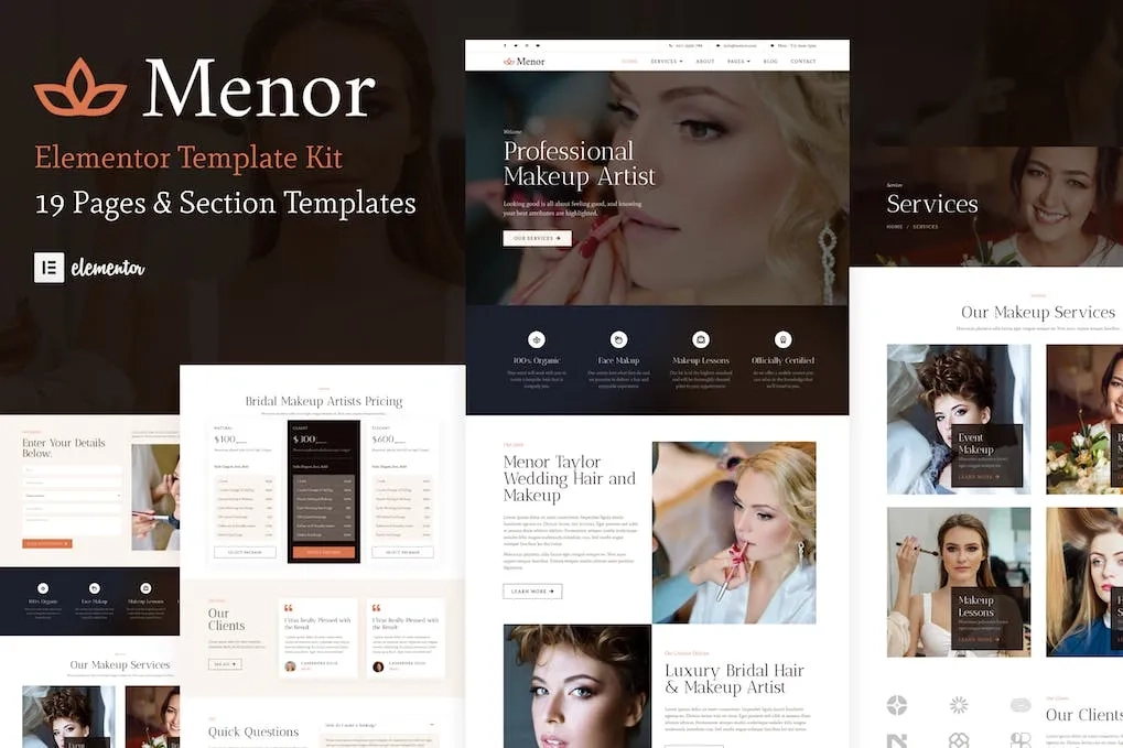 Menor – Makeup Artist & Hair Stylist Elementor Pro Template