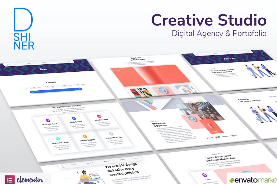 D’Shiner Creative Studio & Digital Agency Elementor Template