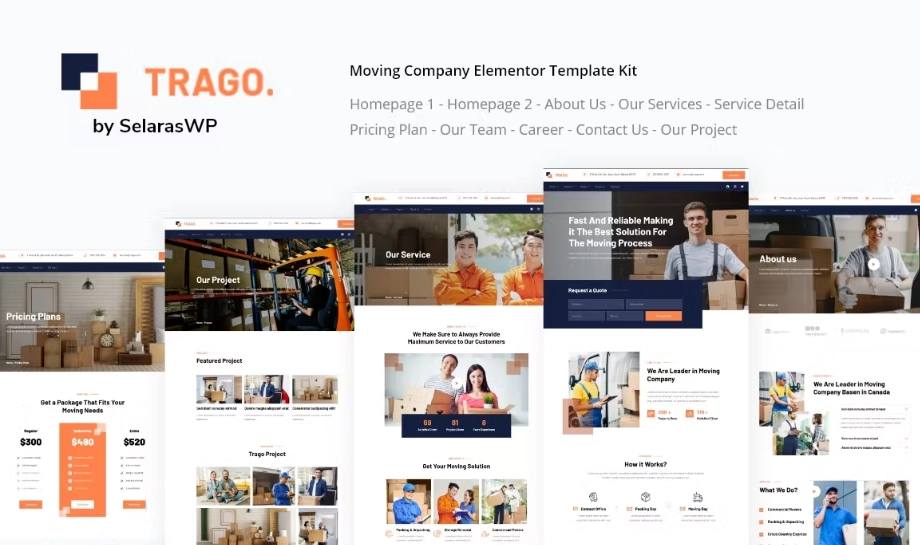 Trago – Movers & Packers Service Elementor Template