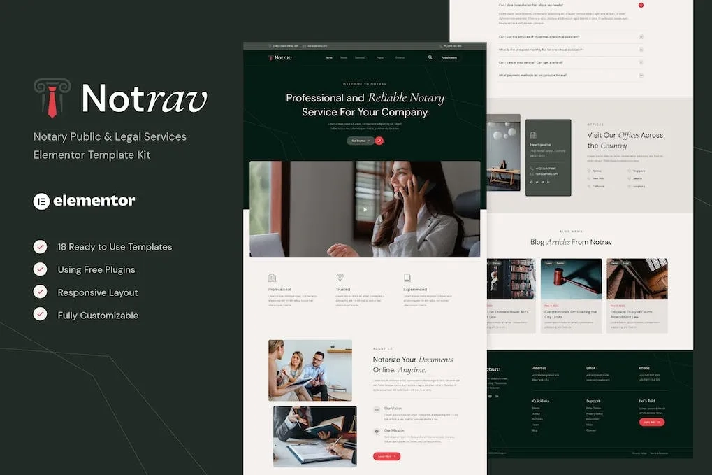 Notrav – Notary Public & Legal Services Elementor Template